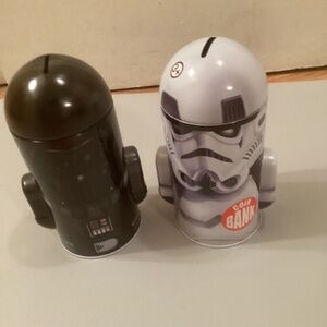 Lot of 2 Star Wars Stormtrooper & Darth Vader coin banks